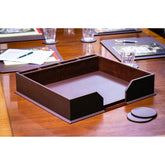Chocolate Brown Leather 17 x 14 Conference Pad & Coaster Holder